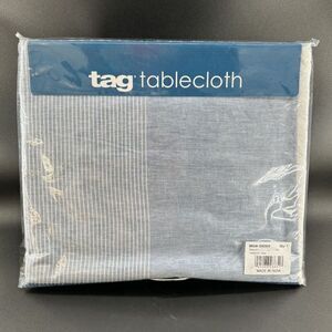 TAG Tablecloth, Woven, Blue/White, Raw Edge Finish, 100% Cotton, 60"W x 84"L
